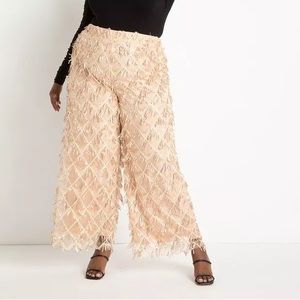 Eloquii Wide Leg Fringe Sequin Pant - Size W14
